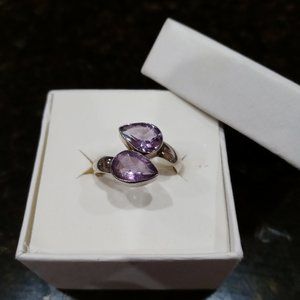 4 carat NWOT Natural African Amethyst Teardrop Ring